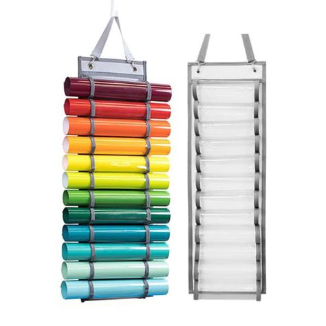 PRICES MAY VARY. Our professional design makes this Vinyl Storage Organizer holder perfect for any small space or craft room storage. Use the holder in a closet, hanging over the door, on a hook, or mount on any wall to keep your crafting tables for work and not supply storage. Two vinyl roll organizer storage units will comfortably sit side-by-side on a standard door. No assembly is required and you don't have to drill any holes, just place the door hanger over the door, very easy and intuitive Craft Vinyl Storage, Vinyl Storage Rack, Vinyl Roll Holder, Vinyl Door, Gift Wrap Organization, Led Lamp Diy, Over The Door Organizer, Vinyl Roll, Diy Jewelry Kit