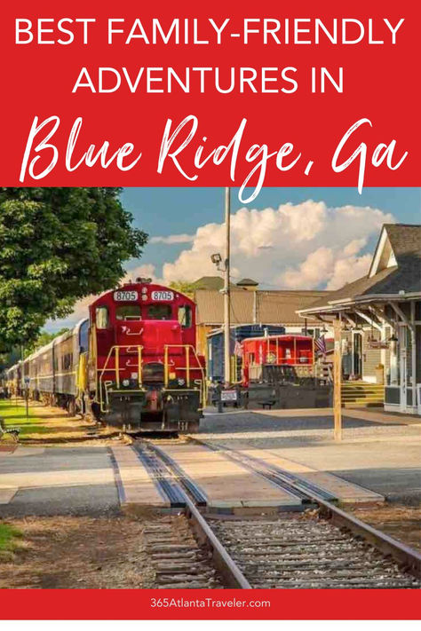 A bright red train in Blue Ridge, Georgia is perfect for family adventures with kids, offering scenic views and memorable outdoor activities. Blue Ridge Georgia With Kids, Georgia Bucket List, Georgia Beaches, Georgia Travel Guide, Downtown Shopping, Hiking In Georgia, Georgia State Parks, Fall Hikes, Best Weekend Trips