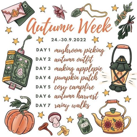 1 Week Art Challenge, Autumn Art Challenge, Autumn Drawing Prompts, Weekly Art Challenge, September Drawing Challenge 2023, September Art Challenge, September Drawing Challenge, Autumn Prompts, September Sketch