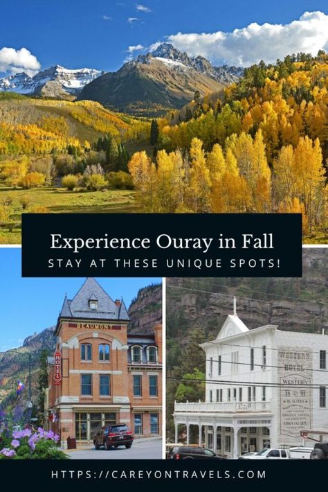 Unique Places to Stay in Ouray, Colorado - Carey On Travels Ouray Colorado Fall, Riverside Resort, Ouray Colorado, Resort Cabins, Itinerary Ideas, Places In Usa, Cheap Places To Travel, Travel Women, Fall Getaways