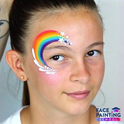 Easy Face Painting Designs, Rainbow Face Paint, Eye Face Painting, Face Painting Supplies, Festival Face Paint, Face Painting Tutorials, Face Paint Kit, Festival Face, Rainbow Face