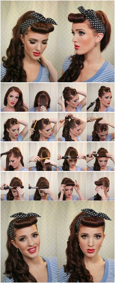 31 cute hairstyles you can do with a scarf , #easy #hairstyles #with #headbands #headscarves easy hairstyles with headbands headscarves Hairstyles Pony, Updo With Headband, 50s Hairstyles, Up Dos, Hairstyles For Medium Length Hair Easy, Pin Up Hair, Super Hair, Trendy Hair Color, Short Hair Updo