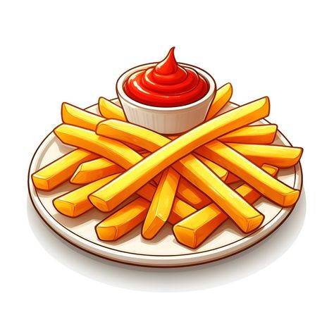 Food Art Drawing Illustration, Cartoon Food Drawings, Snacks Cartoon, Fries Cartoon, Cute Cartoon Food, Desserts Drawing, Food Art Painting, Food Vector, Cartoon Food