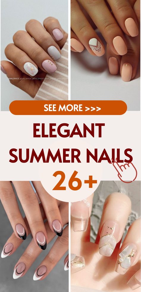 Step up your summer nail game with elegant designs that radiate sophistication and timeless beauty. Embrace light, sophisticated hues like nude, soft coral, or pale lavender to infuse your look with the essence of summer elegance. Dive into nail art inspired by gentle summer motifs - think blooming flowers, dainty butterflies, or dreamy sunsets. Elevate your style with delicate rhinestones, subtle ombre effects, or intricate lace patterns for an extra touch of refinement. Summer Boho Nails, Subtle Summer Nails, Punchy Nails Designs, Elegant Summer Nails, Neon Coral Nails, Chic Nail Designs, Fruit Nail Art, Boho Nails, Summer Elegance