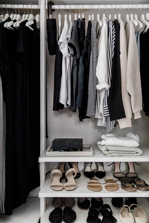 Nearly five years ago I introduced the idea of a 50 item year-round capsule wardrobe inspired by my travel light packing list series and since then I've posted a few different updates about how my wardrobe is evolving over the years. Today I'm sharing a very detailed updated version of my minimal closet in 2019. The post My Minimal Closet in 2019 appeared first on Hej Doll | Simple modern living by Jessica Doll.. Minimal Closet, Travel Light Packing, Minimalist Closet, Minimal Wardrobe, Capsule Closet, Closet Update, Minimalist Capsule Wardrobe, Clothes And Shoes, Closet Inspiration