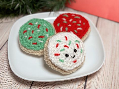 5 Little Monsters: Christmas Cookie- Mini Amigurumi Advent Day 3- Christmas Cookie Crochet Pattern, Crochet Christmas Cookies Free Pattern, Free Crochet Cookie Pattern, Christmas Amigurumi Free Pattern Minis, Cookie Crochet Pattern Free, Mini Crochet Christmas Ornaments, Crochet Christmas Cookies, Crochet Cookies Free Pattern, Small Christmas Crochet