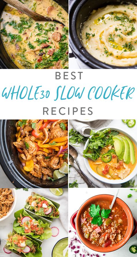 This Whole30 Slow Cooker Recipe list features a ton of deliciously healthy recipes that can be made in the Crockpot! Whole30 soups, chicken, and chili recipes made in the slow cooker are what you will find in this list. #whole30 #crockpot #chicken #chili #slowcooker #best Whole30 Slow Cooker Recipes, Whole 30 Slow Cooker Recipes, Crockpot Whole30, Whole 30 Crockpot Recipes, Whole30 Slow Cooker, Best Slow Cooker Recipes, Whole 30 Meal Plan, Slow Cooker Meals, Recipe List