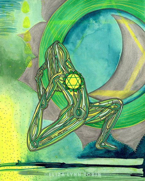 Heart Chakra Art, Heart Chakra Yoga, Fourth Chakra, Yoga Art Painting, Ancient Yogi, Thymus Gland, Yoga Artwork, Art Chakra, Arte Yoga