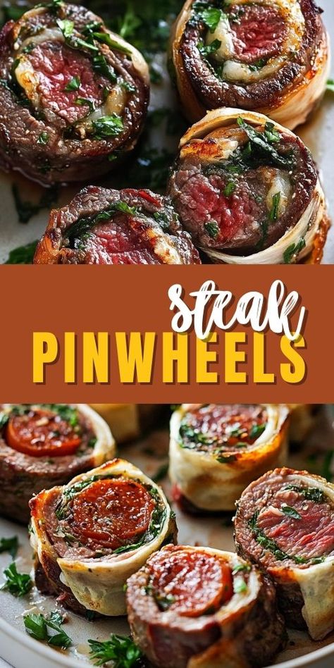 Looking for an easy yet impressive dinner idea? These Steak Pinwheels are the perfect choice! Tender steak rolled with flavorful fillings like spinach, garlic, and cheese, then seared to perfection. This recipe is ideal for special occasions or weeknight meals. 🥩✨ Get ready to impress your family or guests with this delicious and visually stunning dish! #SteakPinwheels #EasyDinnerRecipes #DinnerIdeas #BeefRecipes #SteakLovers #DinnerInspiration #HealthyDinner #MealPrepIdeas 🍽️ Steak Roulade Recipe, Steak Pin Wheels, Steak Puff Pastry Recipes, Steak Florentine Pinwheels, Flank Steak Rolls Stuffed, Skirt Steak Roll Up Recipes, Flank Steak Pinwheels Recipes, Flank Steak Appetizer, Flank Steak Pinwheels Oven