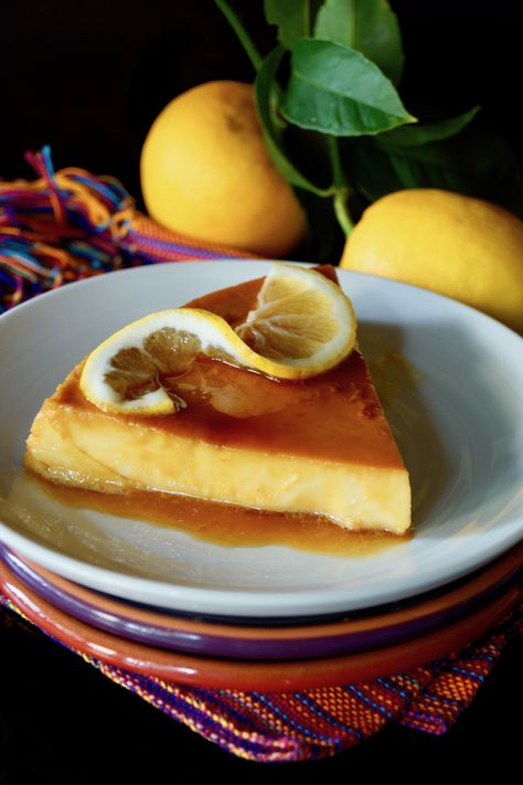 This Meyer Lemon Flan is as smooth as velvet. With the fresh flavor of lemon in every rich and creamy bite, this is the perfect dessert to finish a meal. #flan #custard #lemons #meyerlemons #caramel #cremecaramel Lemon Flan Recipe, Meyer Lemonade Recipe, Lemon Flan, Custard Desserts, Flan Recipe, Lemon Dessert Recipes, Filipino Desserts, Cuban Recipes, Lemonade Recipes