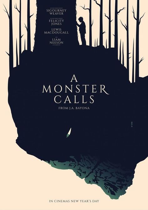 A Monster Calls (2016) A Monster Calls, Minimal Poster, Movie Posters Design, Short Fiction, Movie Posters Minimalist, Alternative Movie Posters, About Time Movie, Book Cover Art, Film Posters