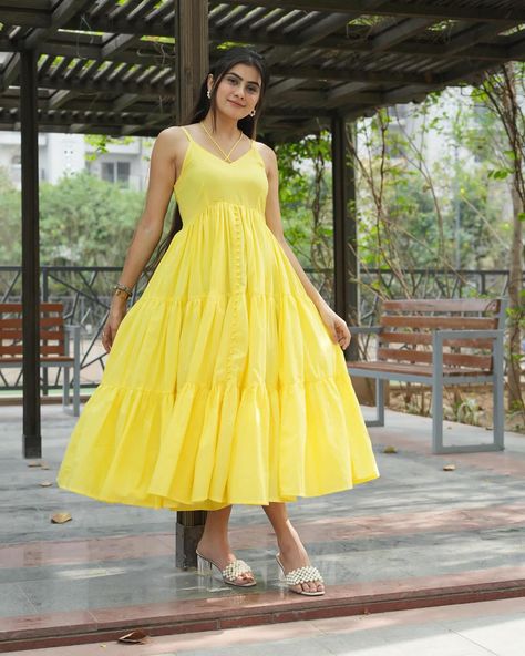 Crafted with precision and attention to detail our LIME YELLOW TIERED DRESS is both fashionable and comfortable! In frame : @dikshamohanpawar SHOP NOW🛍️ [Sundress, cotton dress for summer, maxi dress, vacation outfit ideas, holiday outfit inspo] #sajilo_official #dress #fashion #style #ootd #dresses #outfit #onlineshopping #instagood #instafashion #beauty #fashionblogger #dresses #partyweardresses #designerdresses #sale #newcollection #summerdresses #beachwear #cottondresses #shortdress... Maxi Dress Vacation, Outfit Ideas Holiday, Official Dress, Bappa Photo, Holiday Outfit Inspo, Diy Earrings Materials, Vacation Outfit Ideas, Lovely Good Morning Images, Vacation Maxi Dress