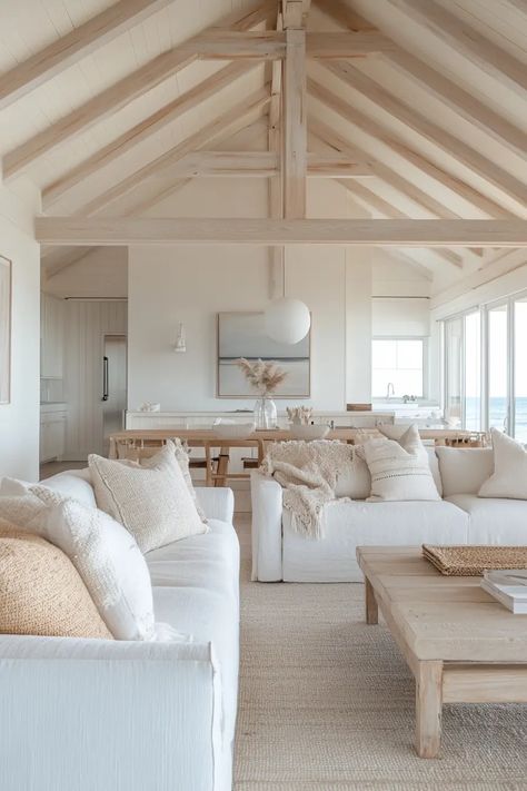 39 Chic Coastal Living Rooms: Transform Your Space into Paradise White And Bright Living Room, Cosy Beach House, Luxury Beach House Interior, California Coastal Living Room, Serena And Lily Living Room, Cozy Coastal Living Room, California Coastal Decor, Coastal Cottage Living Room, Coastal Living Room Ideas