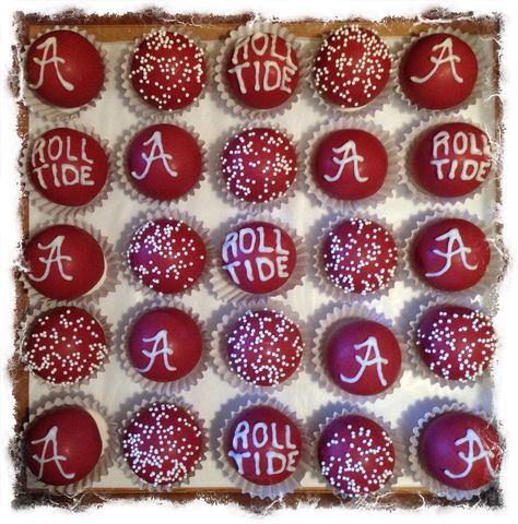 Alabama cake pops Alabama Party Decorations, Alabama Birthday Party, Alabama Sweet Cake, Alabama Graduation Party, Alabama Cupcakes, Alabama Cake, Alabama Roll Tide Cake, University Of Alabama Cake, Alabama Grooms Cake