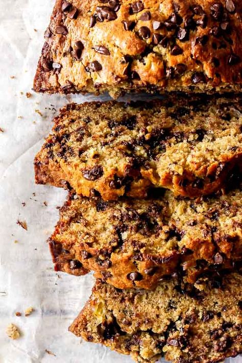 Moist Chocolate Chip Banana Bread, Homemade Banana Bread Recipe, Chocolate Chip Banana Bread Recipe, Homemade Banana Bread, Chocolate Chip Bread, Moist Banana Bread, Chocolate Chip Banana, Chocolate Banana Bread, Best Banana Bread