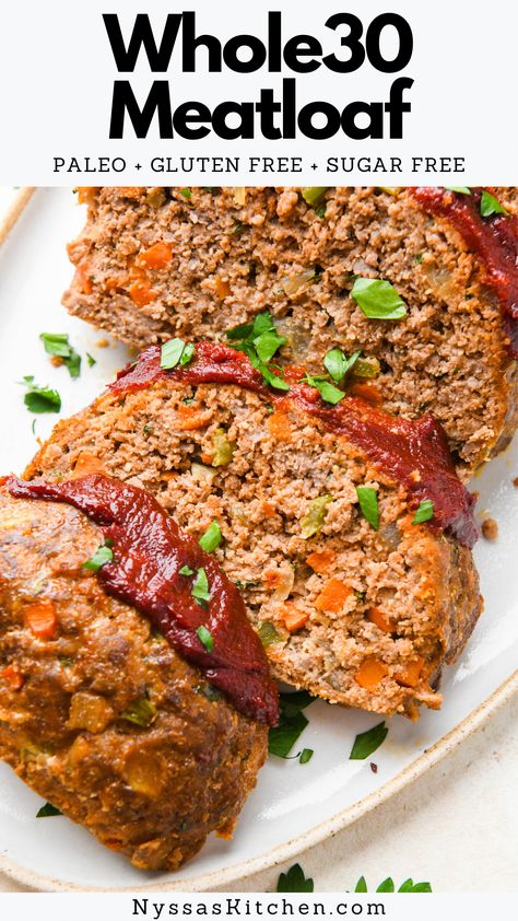 Meatloaf Without Breadcrumbs, Easy Recipe Using Ground Beef, Whole30 Meatloaf, Recipe Using Ground Beef, Paleo Meatloaf, Balanced Dinner Ideas, Gluten Free Meatloaf, Traditional Meatloaf, Balanced Dinner