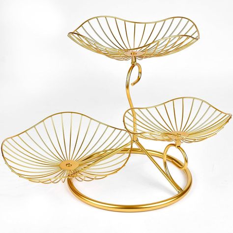 3-Tier Gold Fruit Basket Stand - Modern Metal Fruit Bowl for Home Kitchen Centerpiece, Decorative Countertop Fruit Basket Holder (Gold) : Amazon.ca: Home Fruit Basket Stand, Gold Fruit, Tiered Fruit Basket, Basket Stand, Basket Holder, Kitchen Centerpiece, Fruit Holder, Bread Snacks, Gold Lotus