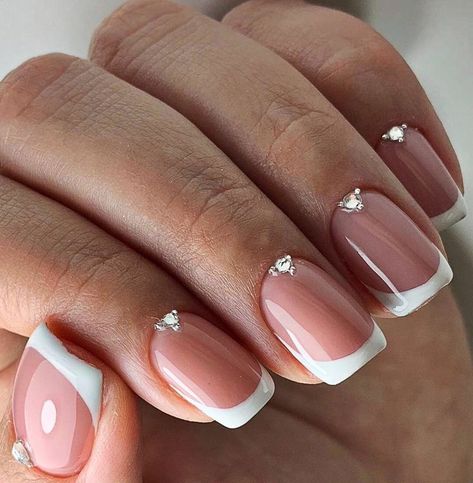 Short French Nails, Long Gel Nails, Gel Nails At Home, Pink Manicure, Beauty Make-up, Square Acrylic Nails, Nailed It, Fancy Nails, Square Nails