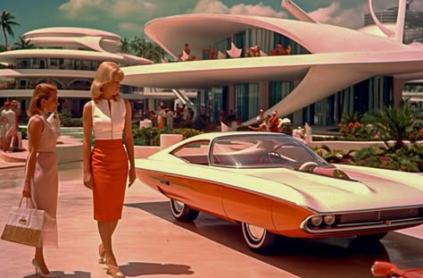 Jet Age Aesthetic, 1960s Retrofuturism, Retro Futurism Fashion 1960s, Orange Sci Fi, Atompunk City, Vintage Futurism Aesthetic, 50s Futurism, Futuristic 50s, Retro Futurism Atompunk