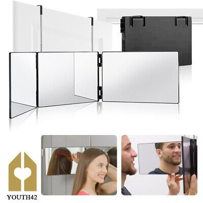 3 Way Trifold Mirror 360° Barber Mirror Adjustable Brackets Hanging Self Mirror | eBay Trifold Mirror, Aluminium Alloy, Vanity Mirror, Vanity, Mirror, Glass, Home Decor