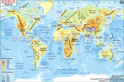 World Physical Map | Mountain ranges, deserts, etc. Click on each country for even more details. World Physical Map, Map Of Continents, World Geography Map, Cool World Map, World Map With Countries, Word Map, Physical Map, Geography Map, Earth Map