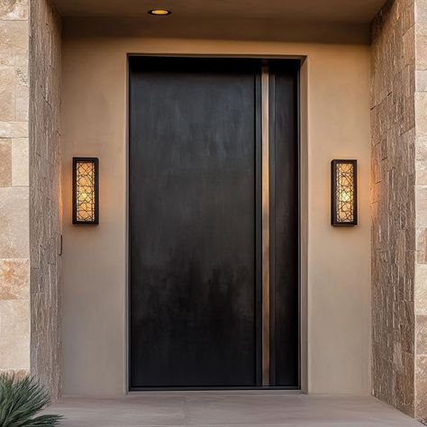 Door Design Color, Modern Front Door Design, Modern Front Door Ideas, Entry Door Ideas, Modern Front Doors, Facade Material, Angular Design, Modern Front Door, Front Door Ideas