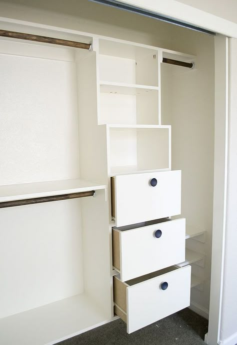 diy closet kit for under 50, closet, organizing, shelving ideas, storage ideas, 3 large deep drawers Wood Closet Shelves, Cheap Closet, Closet Kits, Closet Remodel, Kid Closet, Closet Shelves, Closet Makeover, Diy Closet, Custom Closet