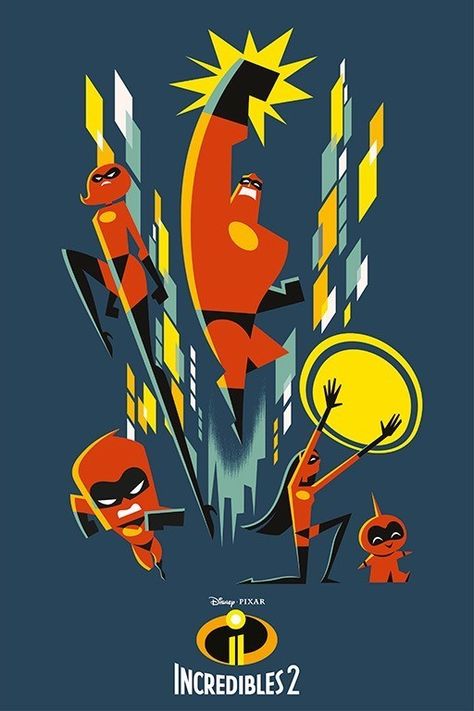 Incredibles 2 Poster, Pixar Poster, Disney Incredibles, Disney Movie Posters, New Disney Movies, Incredibles 2, Disney Posters, Pixar Movies, Pinturas Disney