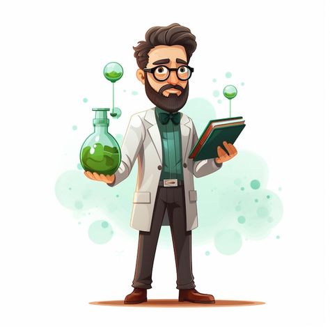 Scientist cartoon vector | Premium Vector #Freepik #vector #man #work #worker #science Scientist Character Design, Cartoon Scientist, Scientist Cartoon, Minimalistic Art, 99 Design, Logo Psd, Fun Website Design, 3d Cartoon, Card Banner