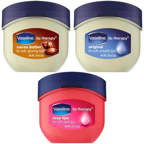 PRICES MAY VARY. Title: Vaseline Lip Therapy 0.25 Oz / 7g 3 Pack Bundle - Original, Rosy Lips & Cocoa Butter with box. Product Type: Products > Skin Care > Lip Care > Balms & Moisturizers Vaseline Petroleum Jelly, Vaseline Lip Therapy, Vaseline Lip, Lip Therapy, Rosy Lips, Kissable Lips, Smooth Lips, Unwanted Hair Removal, Lip Moisturizer