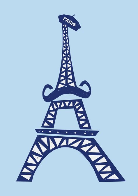 Paris Icons, Big Mustache, Eiffel Tower Illustration, Tower Illustration, Paris Eiffel Tower, Hand Drawing, Hand Art Drawing, French Artists, Icon Illustration