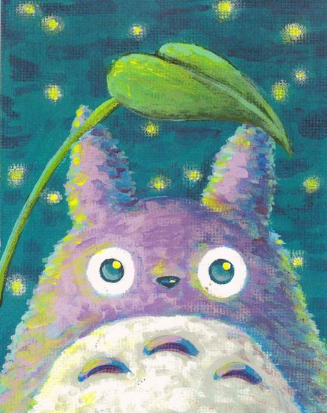 Chu+Totoro+at+Night+Painting++Acrylic++Print++8x10+by+FuzzyCraft,+$13.50 Night Painting Acrylic, Gacha Fond, 3 Totoro, Totoro Nursery, Chalk Photos, Totoro Art, Music Anime, Paint Nite, Mural Ideas