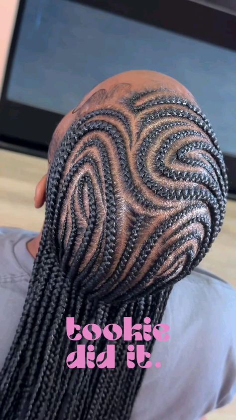 Colorful Cornrows Braids, Push Back Hairstyles, Push Back Braids, Patterned Cornrows, Push Back Cornrows, Triangular Braids, Cornrows Hairstyles For Black Women, Cornrow Patterns, All Back Cornrows Hairstyles