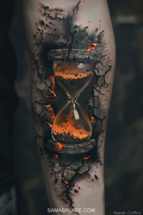 Tattoo Hidden Meaning, Sand Dial Tattoo, Tattoos About Time Passing, Tattoo Hourglass Clock, Man In The Arena Tattoo, Sandglass Tattoo, Sand Timer Tattoo, Lost Soul Tattoo, Hourglass Tattoo Ideas