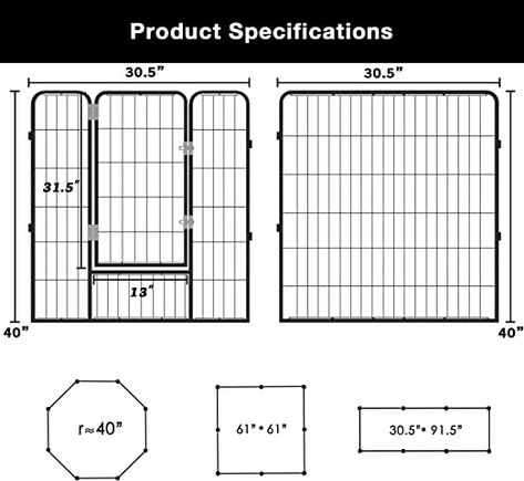 Amazon.com : Tavata Heavy Duty Metal Dog Playpen Dog Fence for Outdoor, 8/16 Panels 24"/32" /40" Height Rustproof Dog Fence with Doors, Foldable Exercise Pen for Large/Small Dogs, Pet Playpen for Yard,Camping : Pet Supplies Yard Camping, Puppy Playpen, Pet Fence, Pet Playpen, Dog Playpen, Steel Panels, Dog Fence, Unique Doors, Round Corner