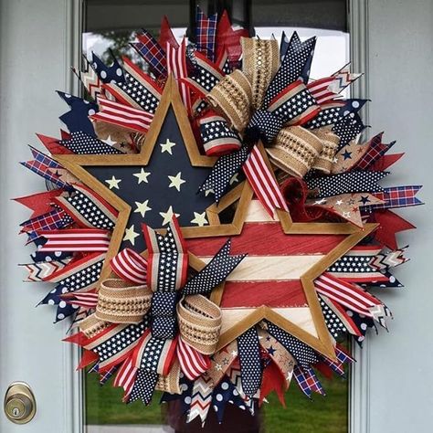 PRICES MAY VARY. ⭐【Summer Patriotic Independence Day Wreath】This wreath is really suitable for hanging on doors on memorial day, Independence day, July 4th and also very suitable for hanging on the front door as a everyday home decor wreath. Show your patriotic Spirit everyday with this patriotic wreath. ⭐【Material】Our patriotic wreaths are handmade by experienced workers, which is strong, durable and decorative. Well made and vibrantly colored, looks real-like. ⭐【4th of July Wreaths for Front D Crafts Organization, Pretty Porches, Making Wreaths, Memorial Day Decorations, American Flag Wreath, Flag Wreath, Memorial Day Wreaths, Americana Wreath, Material Wreaths