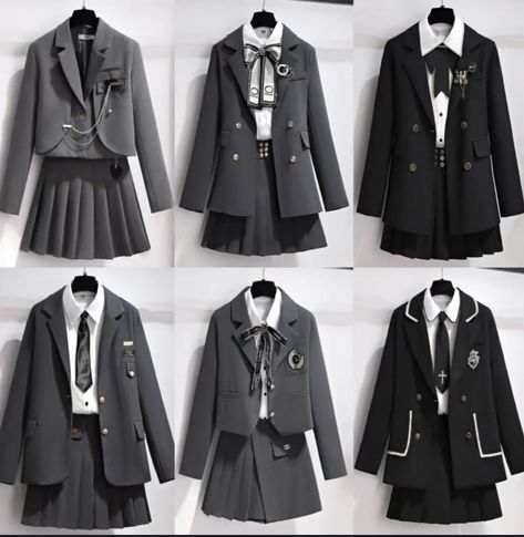 Uniform Outfits Ideas School, Korean School Uniform Outfits, Uniform School Aesthetic, Vampire School Uniform, Korean School Uniform Aesthetic, Japanese High School Outfits, School Uniform Reference, Uniform Design School, Pretty School Uniforms