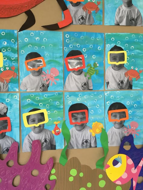 Underwater Preschool Crafts, Under Water Craft, Under The Sea Project, Scuba Diver Craft Preschool, Under The Sea Art Preschool, Under The Sea Summer Camp Ideas, Preschool Aquarium, Underwater Crafts For Kids, Under The Sea Art Projects