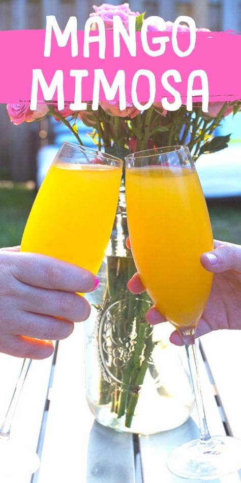 Make this mango mimosa with fresh or frozen mango and champagne or prosecco for a refeshing treat instead of orange juice. Mango Mimosa Recipe, Orange Juice Mimosa, Lemonade Mimosa, Mango Mimosa, Mango Calories, Mimosa Ingredients, Mango Iced Tea, Mango Cocktail, Mango Lemonade