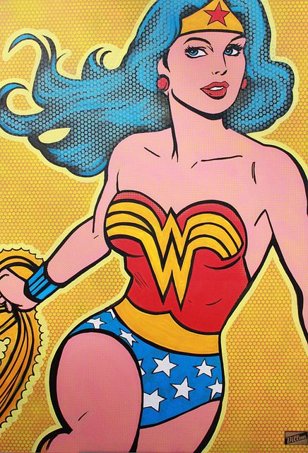 Wonder Woman by DILLON | Acrylic and Aerosol Spray on Canvas… | Flickr Ragazza Pop Art, Roy Lichtenstein Pop Art, Lichtenstein Pop Art, Wonder Woman Art, Pop Art Girl, Power Pop, Arte Dc Comics, Pop Art Comic, Roy Lichtenstein