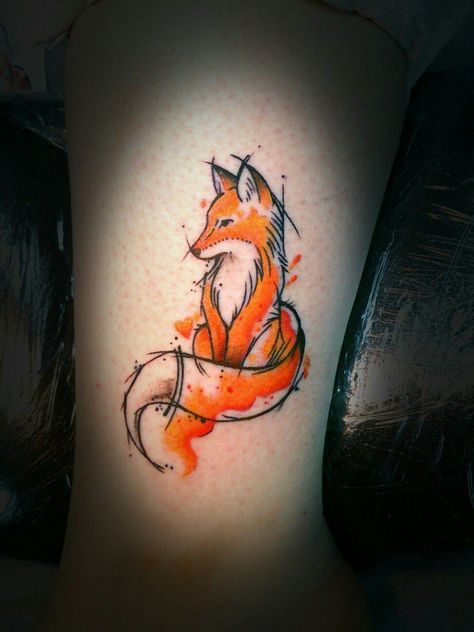 Tattoo Ideas Water, Fox Tattoo Ideas, Tattoo On Leg, Fox Tattoo, A Tattoo, Tattoo On, Tattoo Ideas, Fox, Orange