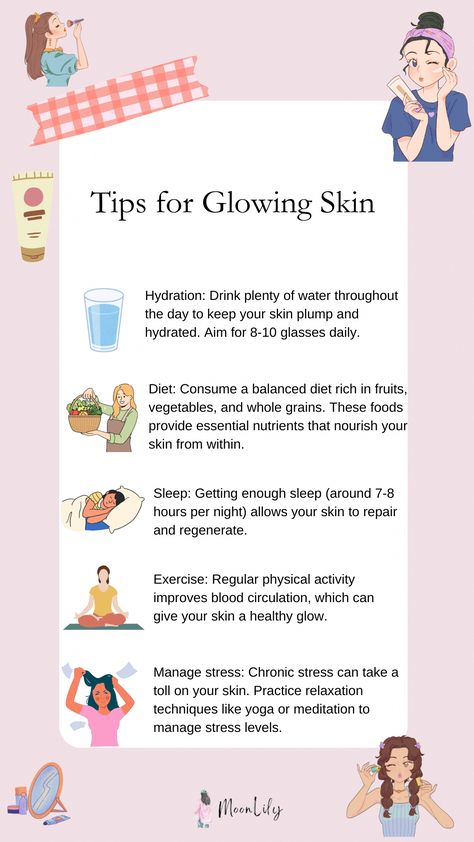 Skin Glow Diet, Diet For Glowing Skin, Glowing Tips, Glowing Skin Diet, Tips For Glowing Skin, Clear Skin Routine, Hydration Drink, Yoga Information, Natural Face Care