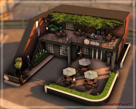 Sims 4 Sushi Restaurant Cc, Sims 4 Umbrella Cc, Sims 4 Restaurant, Small Restaurant, Outdoor Dining Spaces, Industrial Bar, Sushi Restaurants, Sims 4 Cc Finds, Cc Finds