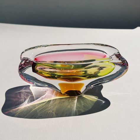 Glass Aesthetic, Reflection Art, House Essentials, Apartment Art, Glass Ashtray, Glass Desk, Blown Glass Art, Vintage Ashtray, Bohemian Art