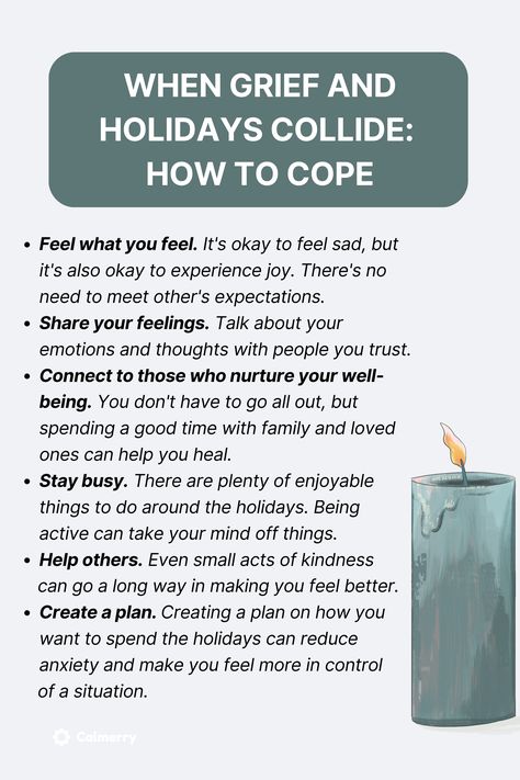 The holidays can be a difficult time for those who are grieving. The happy and festive atmosphere can easily be overshadowed by feelings of sorrow, guilt, and despair. Fortunately, there are a few key theories on how to cope with grief during the holidays. *** #GriefManagement #MindfulnessAndGrief #CopingWithSadness #GriefJourney #GriefRecovery #HealingFromLoss #SelfCareForGrief How To Grieve, Grieve During Holidays, Grieve With Hope, Best Self Journal, It’s Okay To Grieve, Happiness Spell, It’s Ok To Grieve, Bereavement Support, Coping With Loss