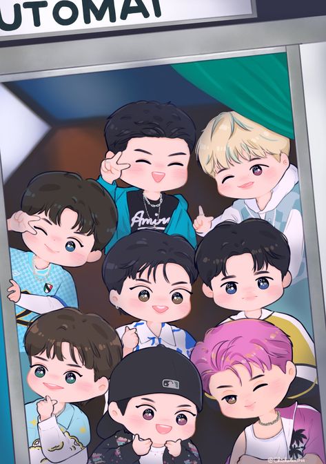 Exo Fanart Wallpaper, Fan Art Exo, Mick Metas, Exo Exist, Exo Cartoon, Exo Chibi Fanart, Exo Group, Exo Chibi, Exo Album