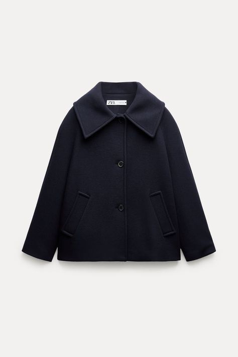 Wool Coat Short, Short Wool Coat, Wool Short Coat, Sixth Form Outfits, Fit Aesthetic, Uniform Outfits, Navy Trench Coat, Short Trench Coat, Fits Aesthetic