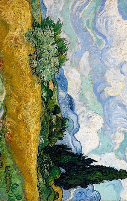 Wheat Field With Cypresses, Van Gogh Drawings, فنسنت فان جوخ, Van Gogh Landscapes, Famous Art Paintings, Vincent Willem Van Gogh, Art Van Gogh, Art Through The Ages, Sky Art Painting