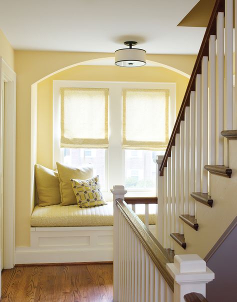 Let the Sunshine In: Our Favorite Yellow Rooms - Cottage style decorating, renovating and entertaining Ideas for indoors and out Yellow Painted Ceiling Ideas, Yellow Sunroom Ideas, Pastel Yellow Bedroom Walls, Butter Yellow Interior, Yellow Farmhouse Bedroom, Yellow Sunroom, 2023 Paint Color Trends, Pastel Lounge, Yellow Room Ideas