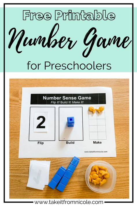 Free printable number sense game for preschoolers. Flip It Build it Make It. Teach arabic numerals. Hands on learning. Math manipulatives. Preschool Math Manipulatives, Math Number Sense Kindergarten, Prek Math Curriculum, Say It Build It Count It Free Printable, Flip It Make It Build It Math, Number Concepts Activities, Number Sense Activities Preschool, Preschool Number Sense Activities, Number Games For Preschool